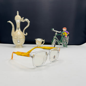 One Glasses for Day & Night – Moscot 2-in-1 Photochromic Frame | Crystal Clear Front with Amber Sides