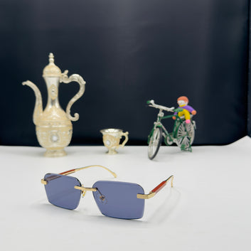 Cartier Executive Rimless Sunglasses – Luxury Metal Frame with Blue Tinted Lenses