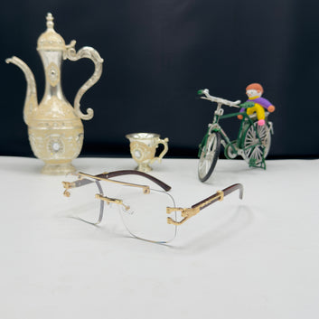 Luxury Rimless Gold Square Eyeglasses – Premium Designer Style
